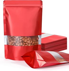 Sacs anti-odeurs, sacs refermables avec fenêtre mate, pochettes en aluminium à fermeture hermétique pour bonbons, haricots, emballage alimentaire, faible MOQ - Product Image 1