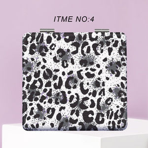 Miroir portable avec logo personnalisé, miroir en cuir <span class=keywords><strong>tendance</strong></span> à imprimé léopard, miroir spécial à main pour femmes - Product Image 6