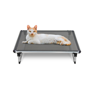 Fábrica de la mejor calidad marco de acero plegable elevada gato cama refrigeración ajustable masticar a prueba de mascotas cama para perros cuna camping al aire libre interior - Product Image 4