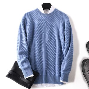 เสื้อสเวตเตอร์คอกลมแขนยาวสำหรับผู้ชายเสื้อถักลำลองสีพื้นใส่สบาย - Product Image 2