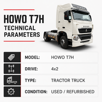 Camion tracteur HOWO TH7 6x4 reconditionné, Euro 2, groupe motopropulseur à faible entretien pour flottes éloignées, camion tracteur Howo 6x4