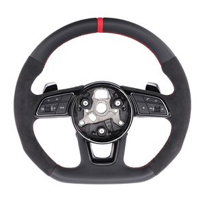 Volant plat personnalisé en Alcantara pour <span class=keywords><strong>Audi</strong></span> A1 A3 A4 S4 A6 A7 C7 RS5 Q5 S5 B9 SQ7 B6 8T <span class=keywords><strong>R8</strong></span> - Product Image 2