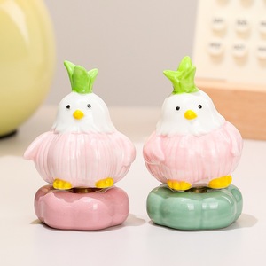 Ruijie Ceramic Garlic Bird Figurine Handmade <b>Easter</b> Office Desk Decoration Cute Cartoon Tea Pet Home <b>Ornament</b> - Product Image 3