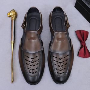 High Quality Head Side Buckle Business Casual Men's Cow Leather <b>Shoes</b> Breathable Non-slip Handmade Genuine Leather Outdoor - Product Image 4