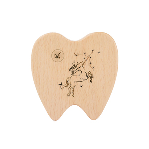 Low MOQ custom high quality baby deciduous teeth wood tooth milk case child wooden tooth fairy box for children