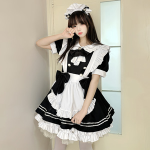 Tenue de demoiselle d'honneur Anime, robe noire et blanche pour femmes, Costume Lolita, taille adulte, taille unique - Product Image 1