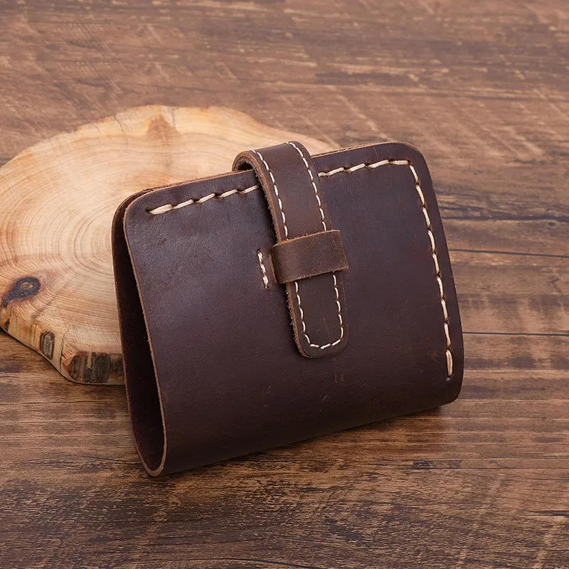 Vintage Cowhide Money Clip Handmade Wallet Card Holder Genuine Leather Crazy Horse Leather Wallet For Men