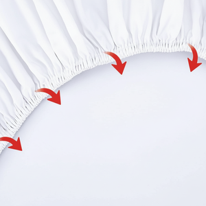 Drap-housse 100 % coton 300 fils/cm² blanc uni pour hôtels 4 étoiles et hôpitaux avec élastique au bas - Product Image 1