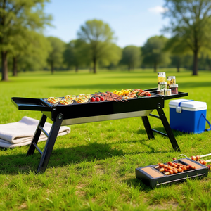 Barbecue portable pliable au charbon de bois en acier inoxydable pour le camping en plein air, les pique-niques et l'utilisation dans la cour - Product Image 2