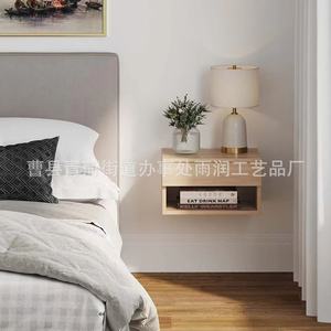 Table de chevet murale en bois massif avec étagère de rangement, armoire flottante pour chambre à coucher, utilisation au chevet du lit - Product Image 5