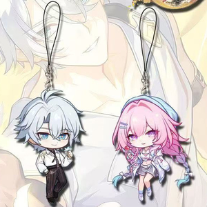 Lote de 2 unidades de cordón para teléfono con colgante de juego, diseño de dibujos animados bonitos, Khaslana Phainon NeiKos496 Cyrene PhiLia093 Demiurge, correa para teléfono móvil y llavero - Product Image 1