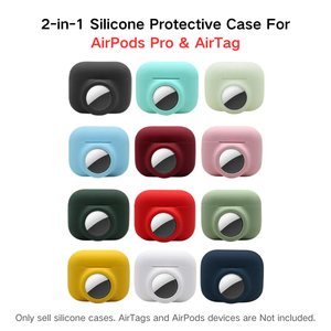 Housse de protection en silicone <span class=keywords><strong>2</strong></span> en 1 compatible avec les <span class=keywords><strong>AirPods</strong></span> 1/<span class=keywords><strong>2</strong></span>/3/4 et AirTag Anti-Scratch Fit Soft Touch Bluetooth Headphone Cover - Product Image 3