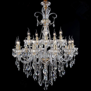 Lámpara Colgante de Cristal con Acabado Dorado, Base para Bombilla E26, LED Blanco Cálido de 2700K, Altura Ajustable, Ra90, Garantía de 5 Años - Product Image 1
