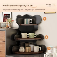 Étagère murale d'angle flottante en forme d'ours à trois niveaux, en bois, pour rangement de cosmétiques et produits de soin de la peau dans la salle de bain, organisateur et décoration intérieure