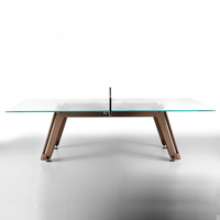 Table de tennis de table professionnelle pour divertissement intérieur, design moderne en bois massif, avec plateau en verre, pour sports de loisirs en intérieur