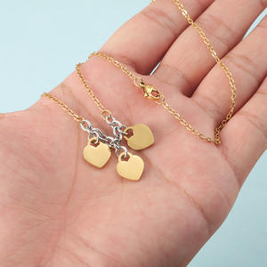 Nuevo collar de 3 corazones esmaltados de acero inoxidable, Collar corto para mujer, pulido de espejo de acero de titanio, nombres de familia personalizados - Product Image 5
