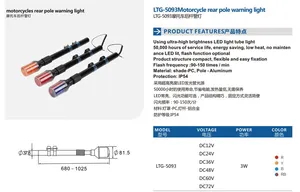 Pronto per la spedizione LED ad altissima luminosità lampeggiante DC12V 24V 36V luce di avvertimento per palo posteriore del motociclo