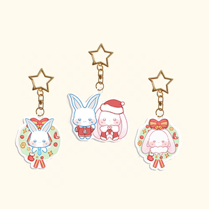 Porte-clés et pendentifs de sac personnalisés en acrylique PVC avec impression UV, motif lapin de Noël, mignons souvenirs cadeaux en gros - Product Image 1