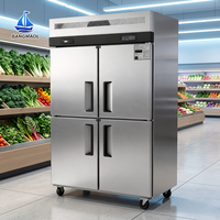 Réfrigérateur vertical commercial 4 portes à refroidissement direct en acier inoxydable, congélateur pour cuisine, restaurant, hôtel, certifié CE