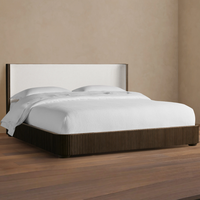 Muebles de Dormitorio Clásicos de Alta Calidad, Estructura de Cama Tapizada en Madera Sólida, Cama Queen/King Size con Tapicería de Tela