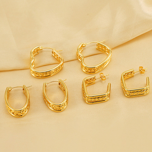 Nouvel arrivage de boucles d'oreilles délicates en acier inoxydable plaqué <span class=keywords><strong>or</strong></span> pour femmes chaîne en cœur de blé grand cercle créole cadeaux perle diamant - Product Image 6