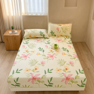 Lot de 3 draps plats imprimés 100 % coton, 200 fils, élastiques, doux pour la peau, respirants, toutes saisons, pour hôpitaux et hôtels - Product Image 3
