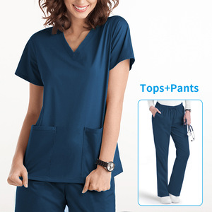 Grosir pakaian Scrub untuk rumah sakit, pria dan wanita lengan pendek Sc, grosir gaun bedah dokter belahan - Product Image 4