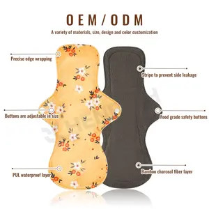 Serviettes hygiéniques en coton réutilisables, douces, respirantes, haute absorption, pour l'hygiène féminine - Product Image 2