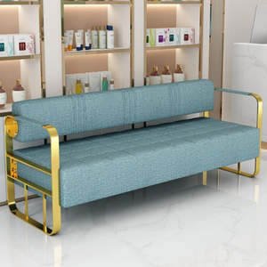 Canapé d'Attente de Haute Qualité Doré pour <span class=keywords><strong>Salon</strong></span> de Coiffure, Design Moderne en Cuir Synthétique - Product Image 2