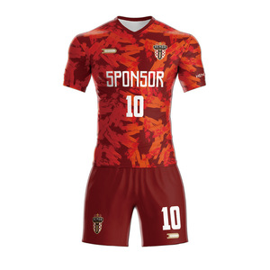 Hengyu Đỏ ẩm Wicking 100 Polyester thăng hoa bóng đá Jersey thiết lập với tùy chỉnh tên/Số cho người lớn lĩnh vực máy nghe nhạc - Product Image 1