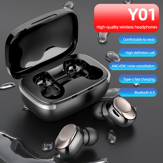 Y01 Touch Control TWS Bluetooth Earphones V6.0 JL7023 Chip Type-C Charging Wireless Headphones
