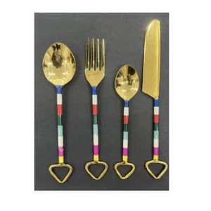 Juego de Cubiertos de Acero Inoxidable con Recubrimiento PVD Dorado de Lujo, Cubertería Moderna de Diseño para Hotel y Restaurante - Product Image 1