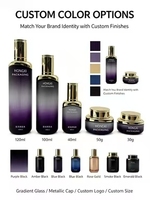 Ensemble d'emballages cosmétiques de luxe en verre dégradé 120ml 100ml 40ml 50g 30g avec logo personnalisé, pompe, compte-gouttes et couvercle doré pour soins de la peau masculins