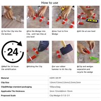 Système de nivellement professionnel pour carreaux, 100 clips en plastique de 1,5 mm, cales, entretoises, outils d'installation pour carreaux de céramique et de porcelaine, OEM