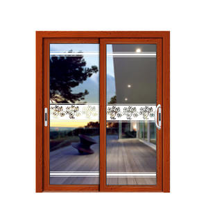 Desain Clauses Grill Pintu Kaca Geser Aluminium Pola Desain Baru dengan Kisi PVC Tempered Glass Pintu Masuk Modern Hotel OJY - Product Image 4