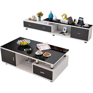 Table basse extensible en verre trempé de style nordique moderne et simple, meuble de salon pour petit appartement, combinaison meuble TV - Product Image 5
