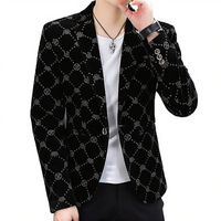Jas Blazer Pria Slim Fit Kancing Satu Baris Profesional Kasual Bisnis untuk Kaum Muda dengan Penutup Celana Kancing
