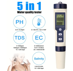 5 trong 1 kỹ thuật số chất lượng nước Detector Ph/Ec/Tds/Độ MặN/nhiệt độ thử nghiệm Meter đa chức năng chất lượng nước Tester công cụ - Product Image 5