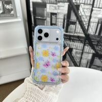 Fabrieksdirect PC telefoonhoesje met ingelegde diamanten, epoxy grafische print, antislip, pastelkleurige bloemen, voor ZT NUBIA V80 MAX 4G