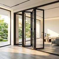 Puertas Plegables de Aleación de Aluminio Contemporáneas, Resistentes al Viento, para Interiores, para Proyectos Comerciales, Venta al Por Mayor de Fábrica