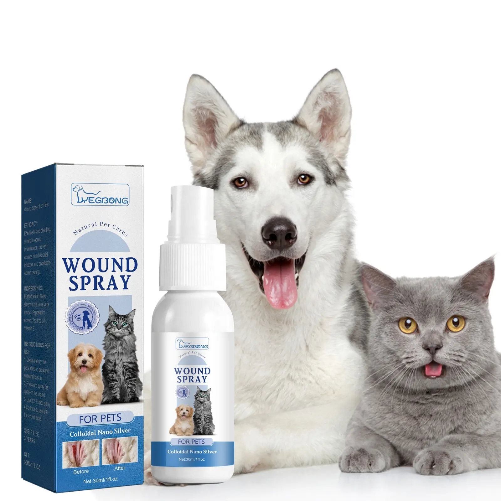 Yegbong 100% natürliche organische Linderung Juckreiz Katze Hund Haut Wund pflege für Tiere Pet Wound Healing Spray