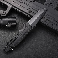 Couteau de poche pliable tactique de survie en plein air Bochen personnalisé avec revêtement noir en acier inoxydable, poignée en aluminium et plastique