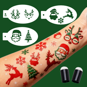 Stencil per Trucco Temporaneo Natalizio con Disegni di <span class=keywords><strong>Albero</strong></span> di Natale e Pupazzo di Neve per Decorazioni Festive e Tatuaggi Temporanei - Product Image 2