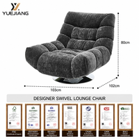 Fauteuil pivotant - Design ergonomique moderne pour salon et bureau à domicile, tissu léger, écologique, style rétro décontracté