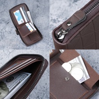 Dompet Pendek Pria dengan Ritsleting, Tempat Kartu Kulit Imitasi Berembos dengan Kantong Koin, Dompet Lipat Kompak untuk Uang Tunai & Kartu