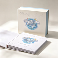Adorable livre de souvenirs pour bébé à couverture rigide avec spirale métallique, pages en papier personnalisables, design artistique, finition gaufrée en typographie pour le premier anniversaire