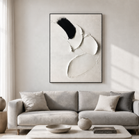 Peinture texturée 3D noir et blanc, art mural neutre, peinture à l'huile abstraite, décoration murale contemporaine, art minimaliste pour entrée