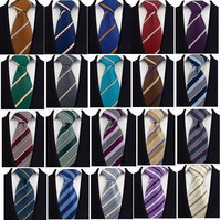 Cravate Formelle pour Homme en Polyester Jacquard à Rayures et Couleur Unie, Cravate Fine de 8 cm, Vente en Gros, Cadeau, Cravates pour Hommes