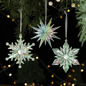 New Arrivals Transparent Xmas Snowflake Decoration Merry Christmas Tree Acrylic Pendant