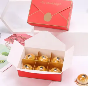 Caixa de papelão para embalagem de bolo bento com cupcake, embalagem para sobremesa e bolo doce